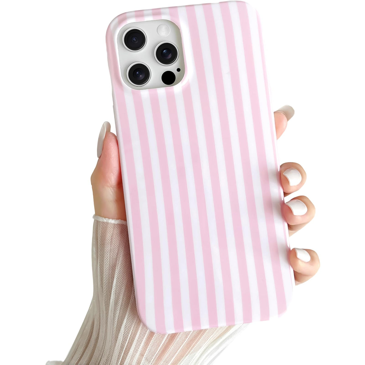 Yeddabox for iPhone 16 Pro Case Cute Striped Phone Case Soft TPU Slim Shockproof Phone Cover for Women Girls, Pink and Yellow