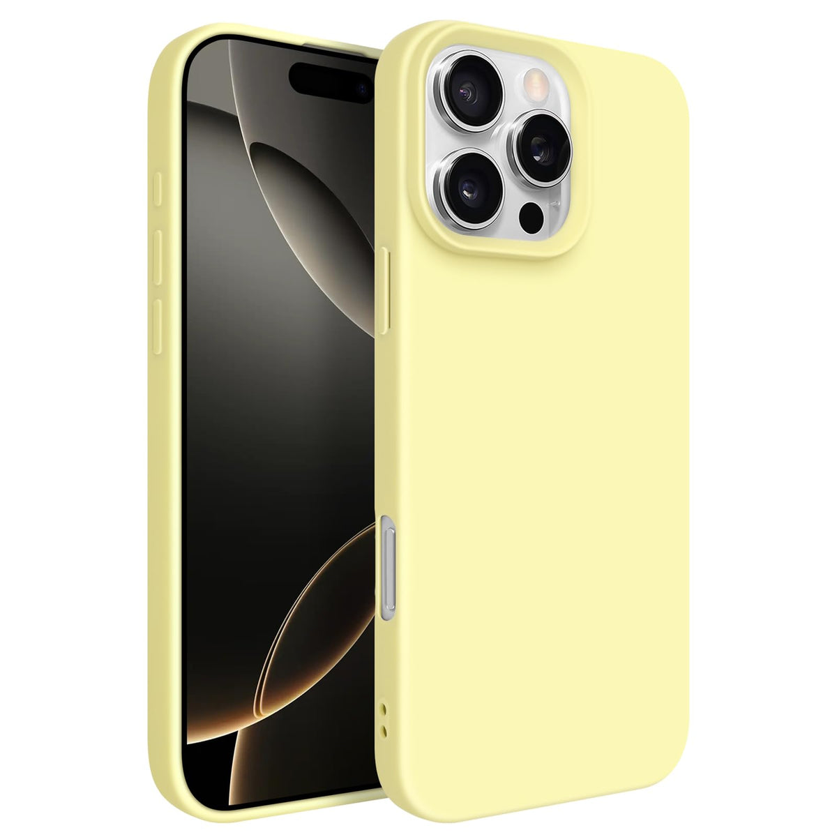 Newseego for iPhone 17 Pro Max Case with Camera Control Button, Solid Color Liquid Silicone Case for Women Girls Men Anti-Scratch Lining Shockproof Drop Protective Cover for iPhone 17 Pro Max-Yellow