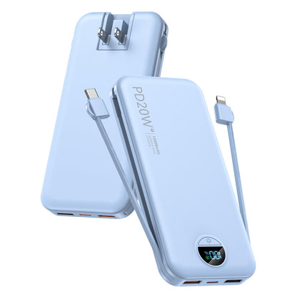citicr Portable Charger 10000mAh PD20W w/Built-in Cables & Wall Plug Purple