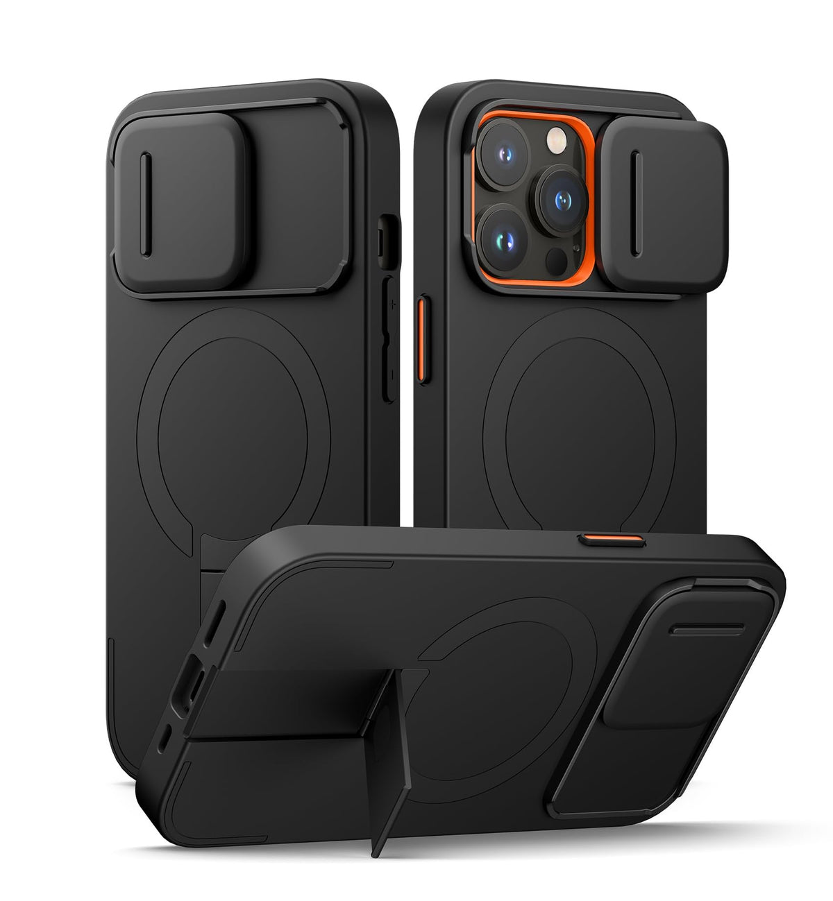 SURITCH for iPhone 17 Pro Max Case with Camera Control Cover, Camera Cover and Adjustable Kickstand, Compatible with MagSafe, Shockproof Bumper Protective Cases 6.9 Inch, Black