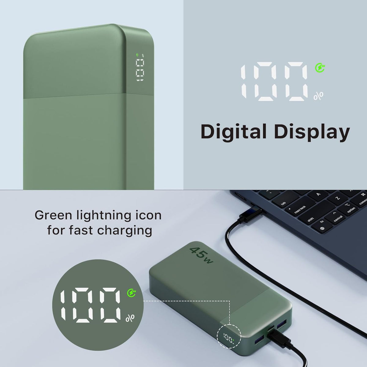 NOBIS Portable Charger 45W 20000mAh Power Bank Fast Charging