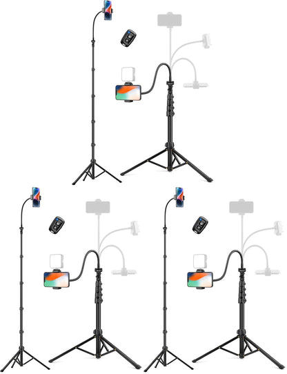 Phone Tripod, 86" Tall Tripod for iPhone with Flexible Gooseneck & Remote