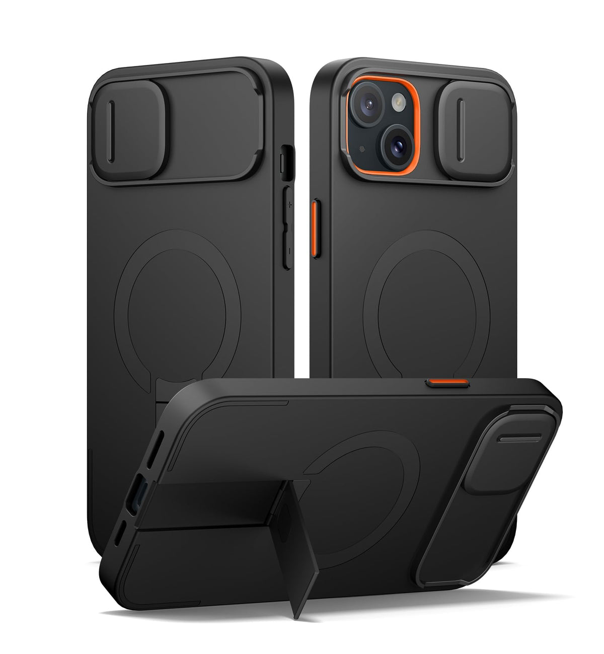 SURITCH for iPhone 17 Pro Max Case with Camera Control Cover, Camera Cover and Adjustable Kickstand, Compatible with MagSafe, Shockproof Bumper Protective Cases 6.9 Inch, Black