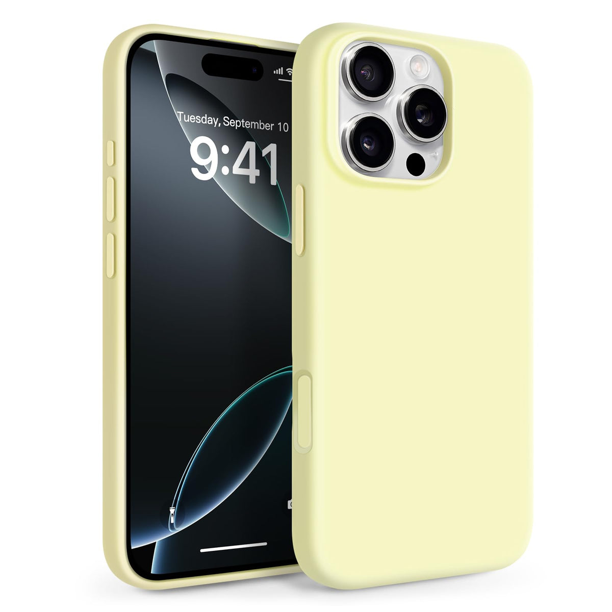 Newseego for iPhone 17 Pro Max Case with Camera Control Button, Solid Color Liquid Silicone Case for Women Girls Men Anti-Scratch Lining Shockproof Drop Protective Cover for iPhone 17 Pro Max-Yellow