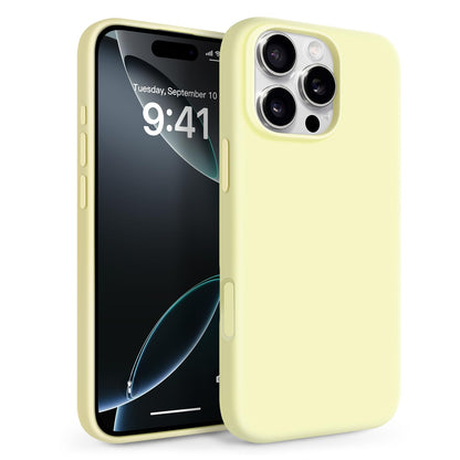 Newseego for iPhone 17 Pro Max Case with Camera Control Button, Solid Color Liquid Silicone Case for Women Girls Men Anti-Scratch Lining Shockproof Drop Protective Cover for iPhone 17 Pro Max-Yellow
