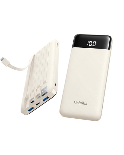 Orfeika Fast Charging Portable Charger Power Bank with Built-in 4 Cables
