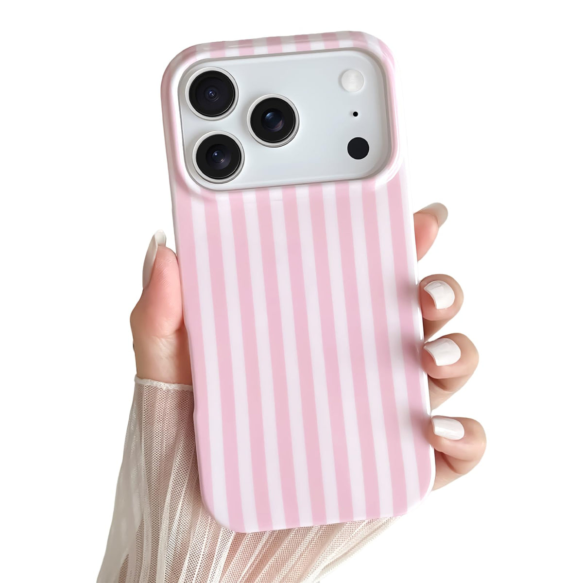 Yeddabox for iPhone 16 Pro Case Cute Striped Phone Case Soft TPU Slim Shockproof Phone Cover for Women Girls, Pink and Yellow