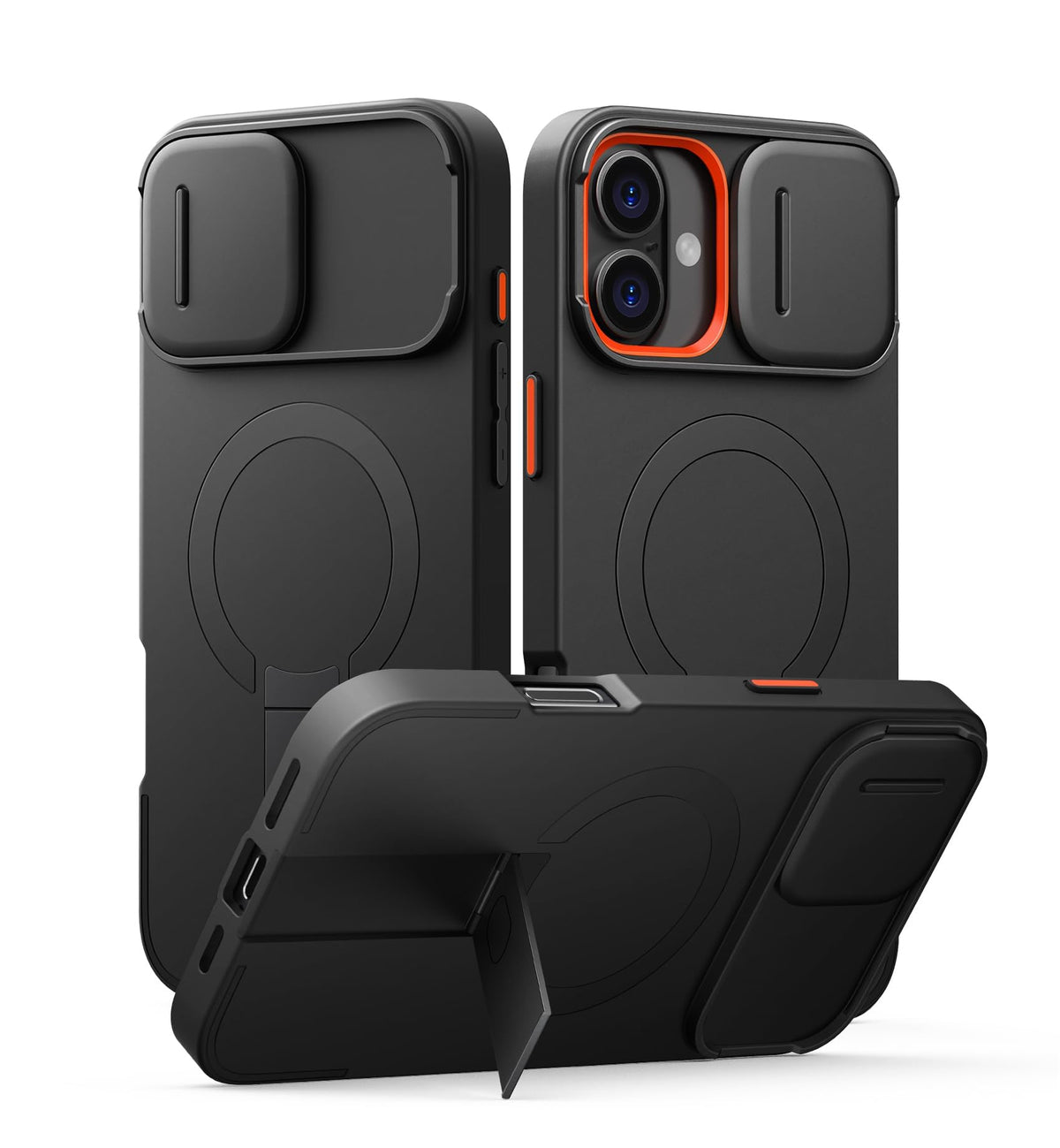 SURITCH for iPhone 17 Pro Max Case with Camera Control Cover, Camera Cover and Adjustable Kickstand, Compatible with MagSafe, Shockproof Bumper Protective Cases 6.9 Inch, Black