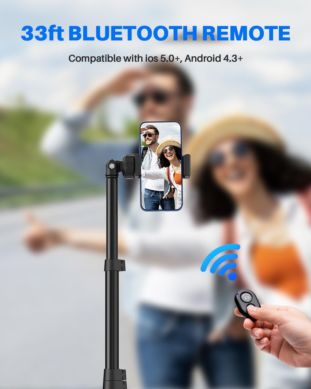 Extendable Phone Tripod for iPhone, Selfie Stick with Remote & Phone Holder