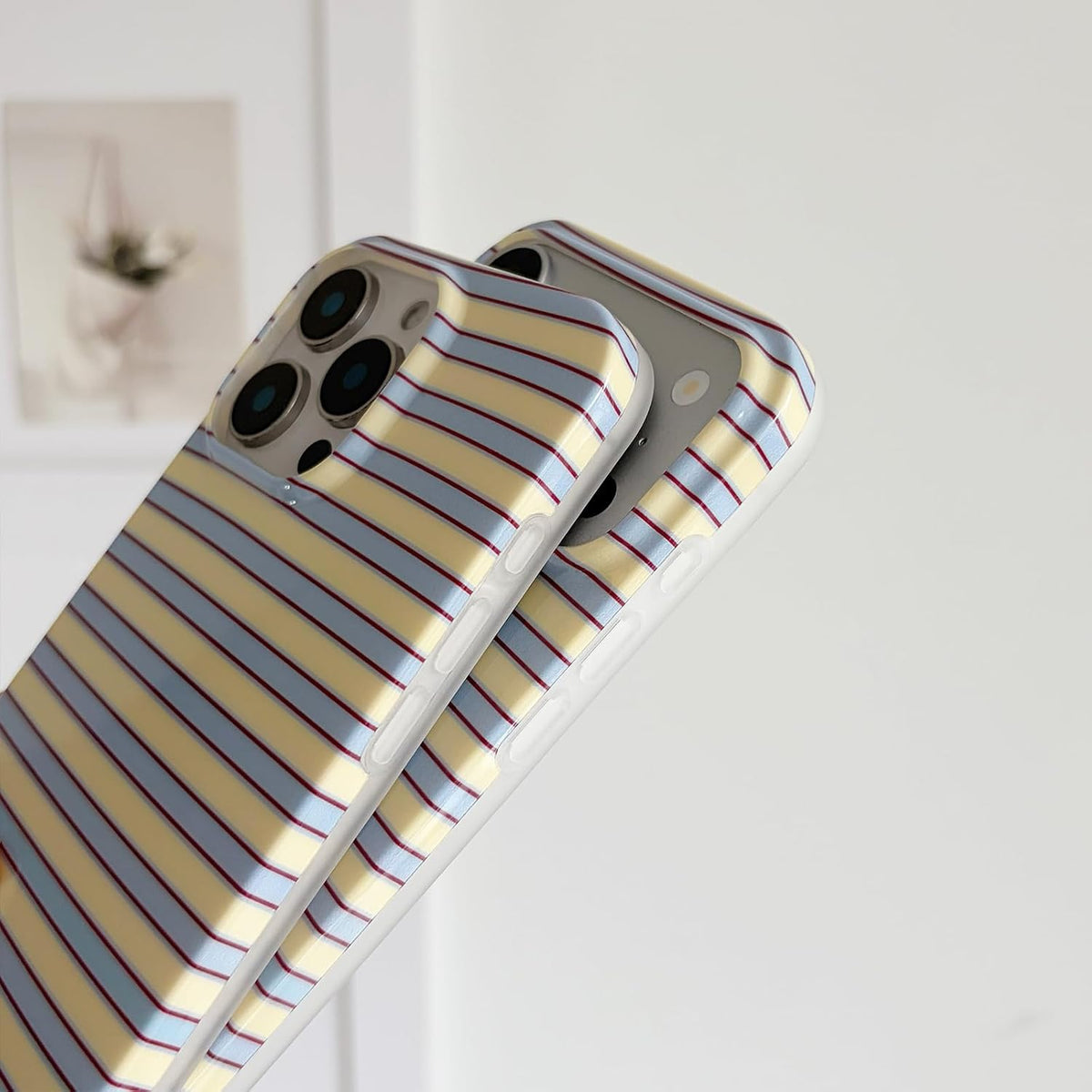 for iPhone 18 Pro Max Case / 17 Pro Max Case Striped, Blue Yellow