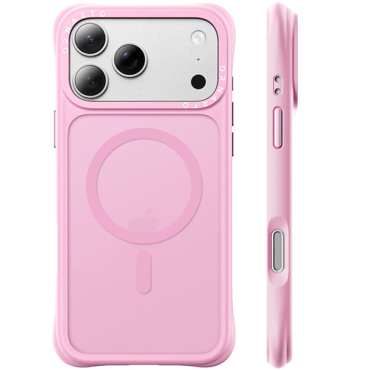 ORNARTO Magnetic for iPhone 17 Pro Max Case, Translucent Matte, Chalk Pink