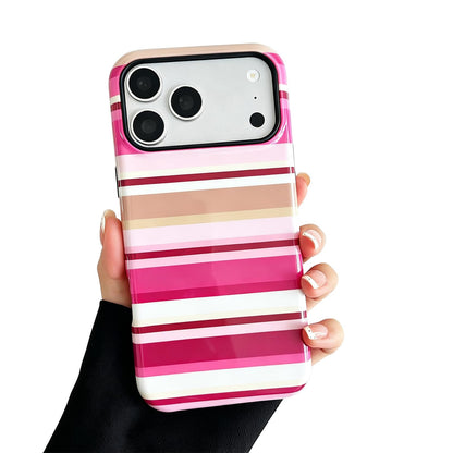 for iPhone 17 Pro Case Cute Yellow Colorful Striped Phone Case