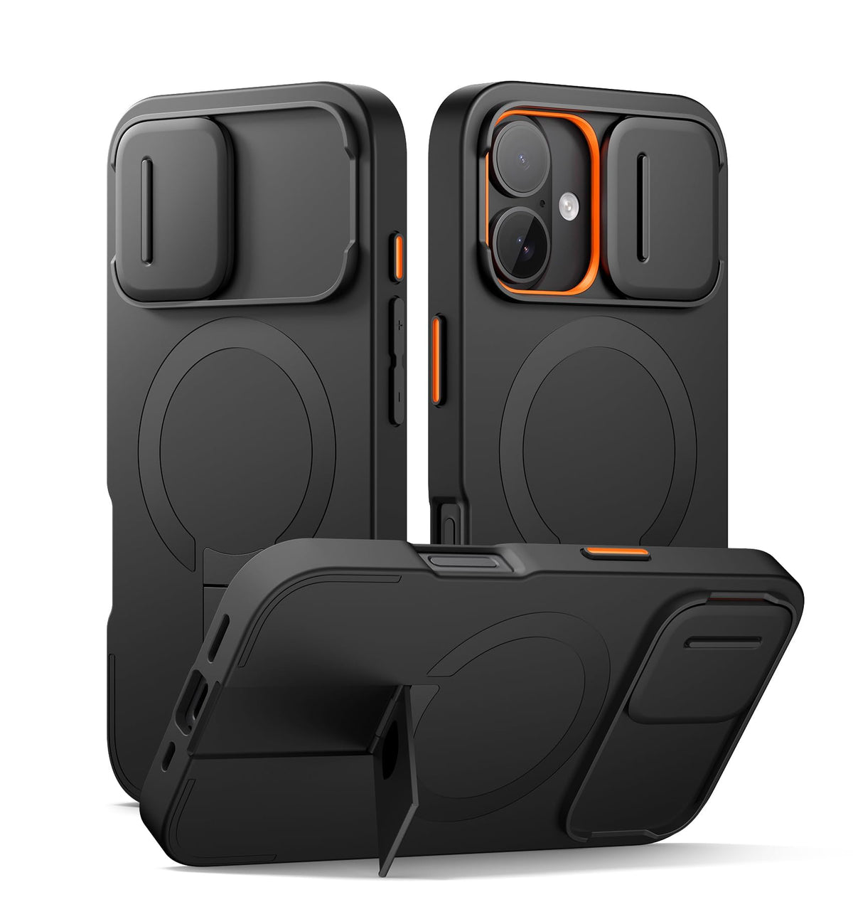 SURITCH for iPhone 17 Pro Max Case with Camera Control Cover, Camera Cover and Adjustable Kickstand, Compatible with MagSafe, Shockproof Bumper Protective Cases 6.9 Inch, Black