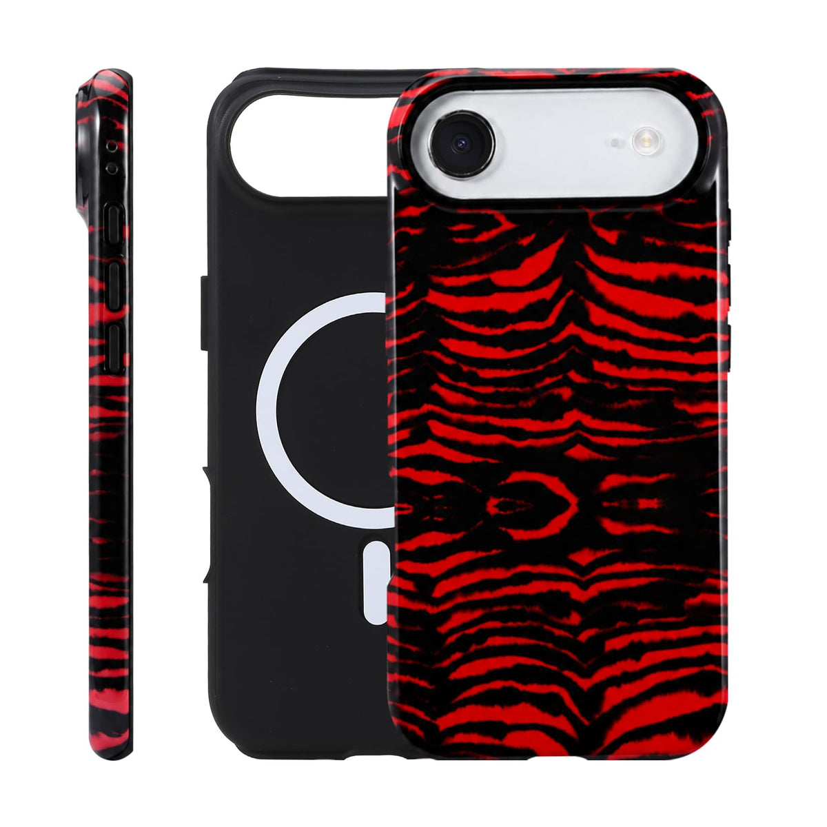 for iPhone 17 ProMax/18 ProMax Case - Wireless Charging for MagSafe, Dual-Layer Design (Outer Hard PC Shell + Inner Soft TPU Shell), Unisex Shockproof Protective Case - Tiger Stripe Pattern.