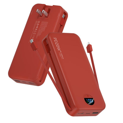 citicr Portable Charger 10000mAh PD20W w/Built-in Cables & Wall Plug Purple
