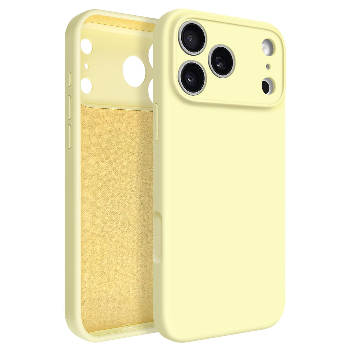 Newseego for iPhone 17 Pro Max Case with Camera Control Button, Solid Color Liquid Silicone Case for Women Girls Men Anti-Scratch Lining Shockproof Drop Protective Cover for iPhone 17 Pro Max-Yellow