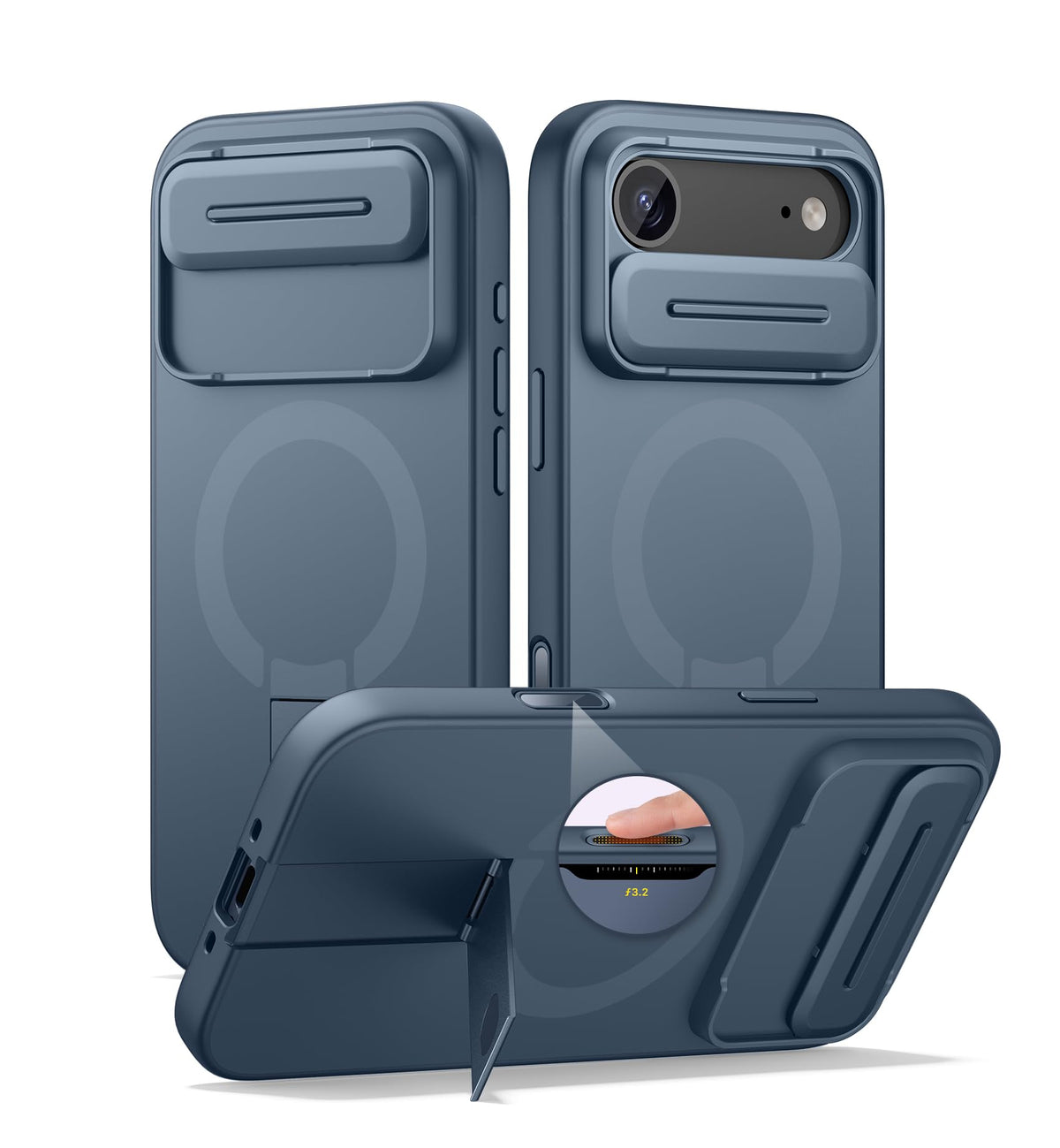 SURITCH for iPhone 17 Pro Max Case with Camera Control Cover, Camera Cover and Adjustable Kickstand, Compatible with MagSafe, Shockproof Bumper Protective Cases 6.9 Inch, Black