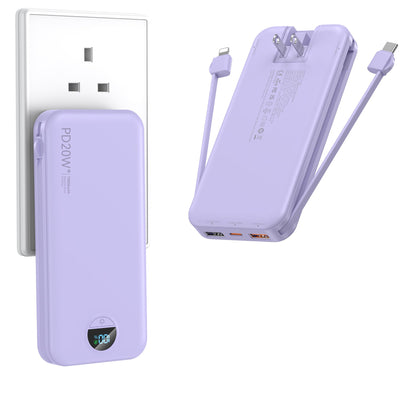 Ffnpua Portable Charger Power Bank 20000mAh PD20W w/Built-in Cables