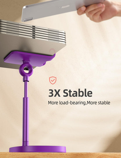 LISEN Cell Phone Stand Adjustable Phone Holer for Desk, Computer Office Desk Accessories for iPhone 16 Holder Women Kitchen Essentials Fits All Mobile Phones Switch Kindle iPads Tablet 4-10in Purple