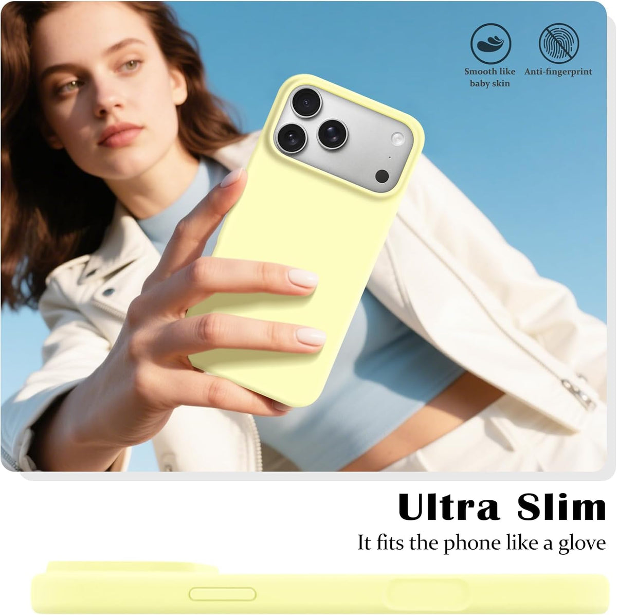 Newseego for iPhone 17 Pro Max Case with Camera Control Button, Solid Color Liquid Silicone Case for Women Girls Men Anti-Scratch Lining Shockproof Drop Protective Cover for iPhone 17 Pro Max-Yellow
