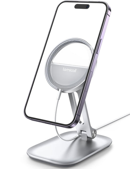 Lamicall Aluminum Cell Phone Stand, Adjustable Desk Phone Holder for iPhone