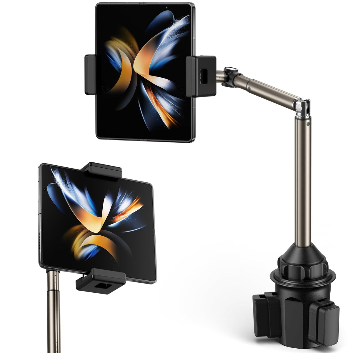 JSAUX Car Cup Holder Phone Mount, Metal Long Arm, Adjustable Base