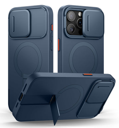 SURITCH for iPhone 17 Pro Max Case with Camera Control Cover, Camera Cover and Adjustable Kickstand, Compatible with MagSafe, Shockproof Bumper Protective Cases 6.9 Inch, Black