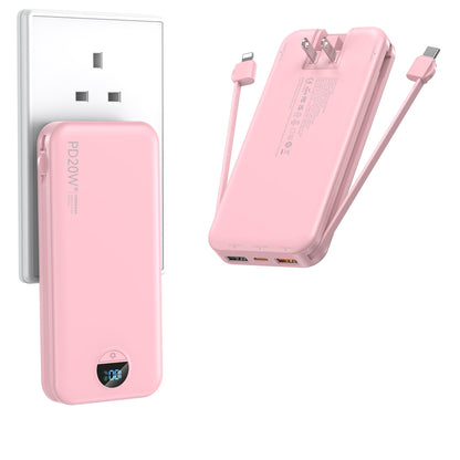 Ffnpua Portable Charger Power Bank 20000mAh PD20W w/Built-in Cables