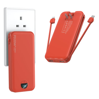 Ffnpua Portable Charger Power Bank 20000mAh PD20W w/Built-in Cables