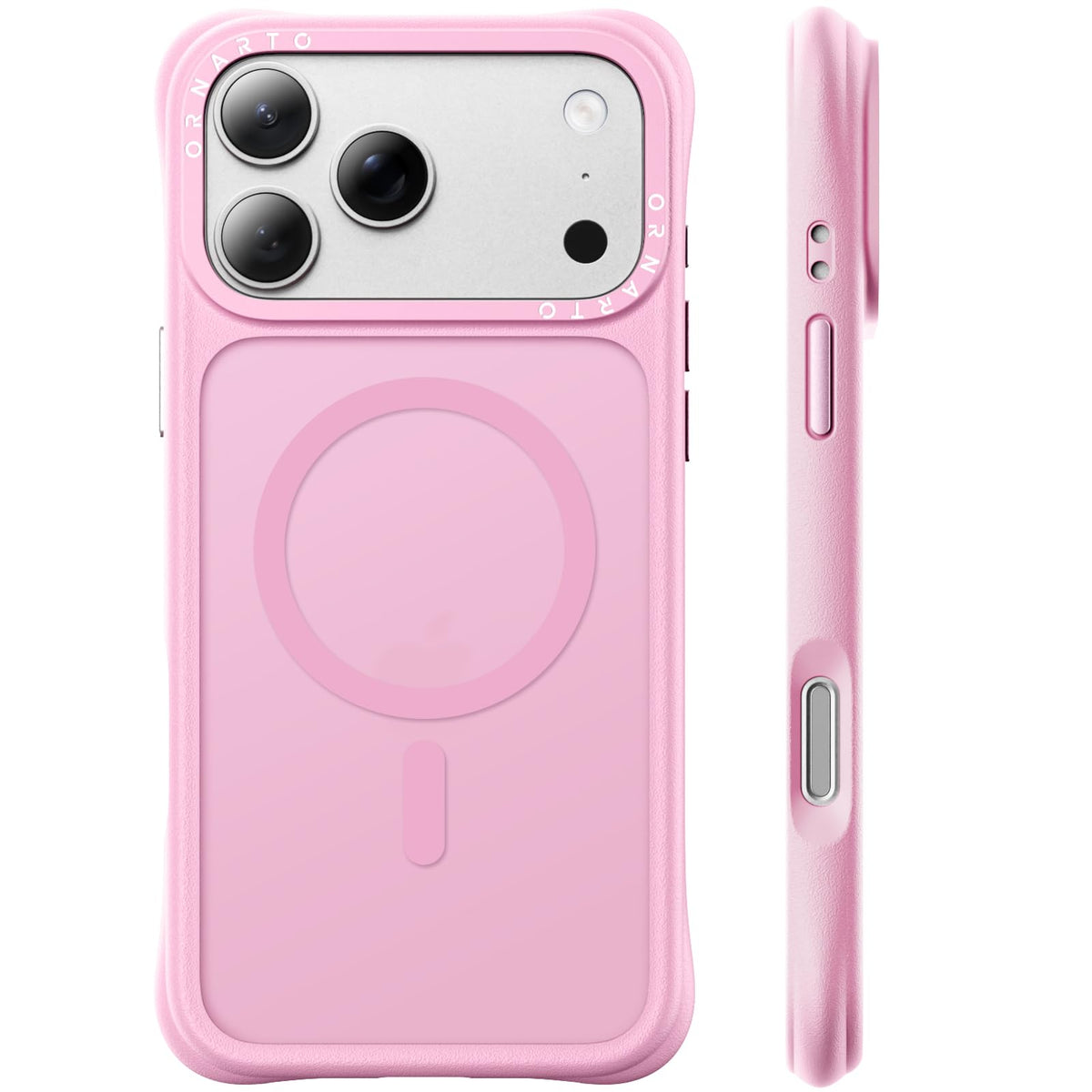 ORNARTO Magnetic for iPhone 17 Pro Max Case, Translucent Matte, Chalk Pink