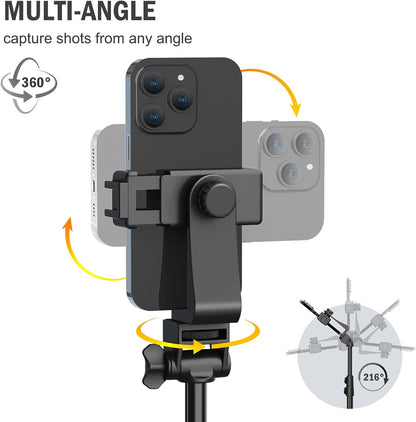 Liphisy 64” Tripod for Cell Phone & Camera with Remote and Phone Holder