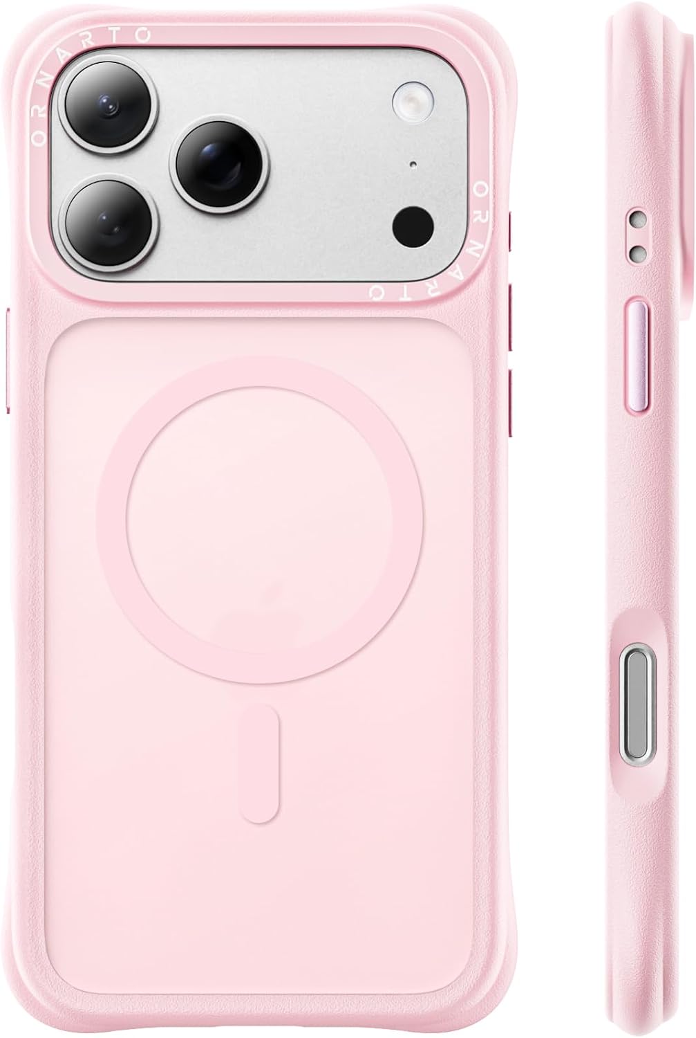 ORNARTO Magnetic for iPhone 17 Pro Max Case, Translucent Matte, Chalk Pink
