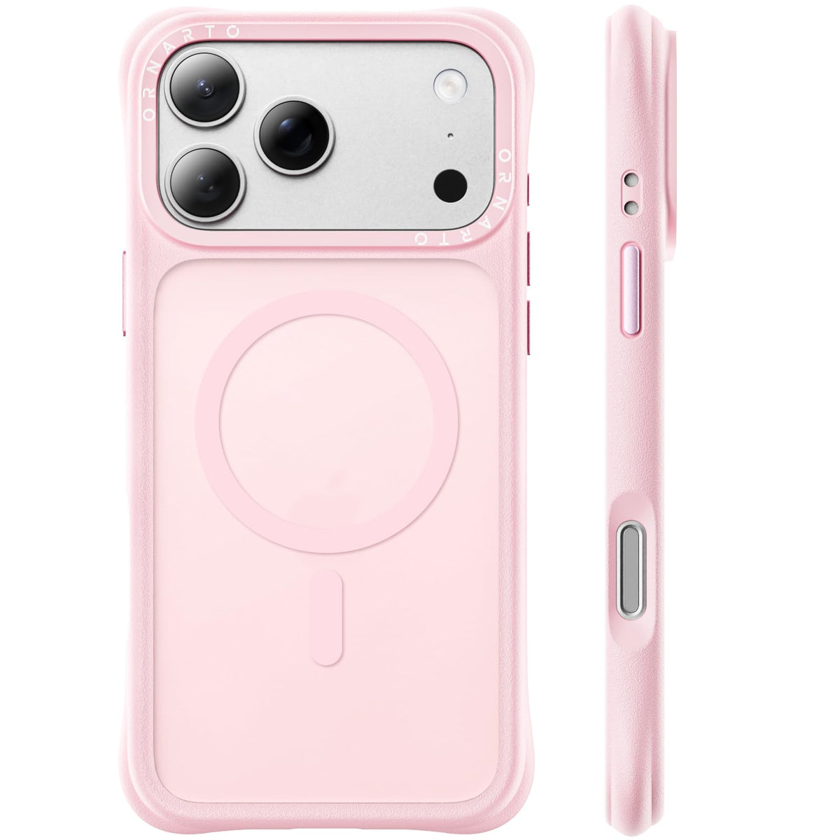 ORNARTO Magnetic for iPhone 17 Pro Max Case, Translucent Matte, Chalk Pink