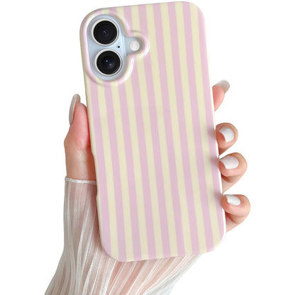 Yeddabox for iPhone 16 Pro Case Cute Striped Phone Case Soft TPU Slim Shockproof Phone Cover for Women Girls, Pink and Yellow