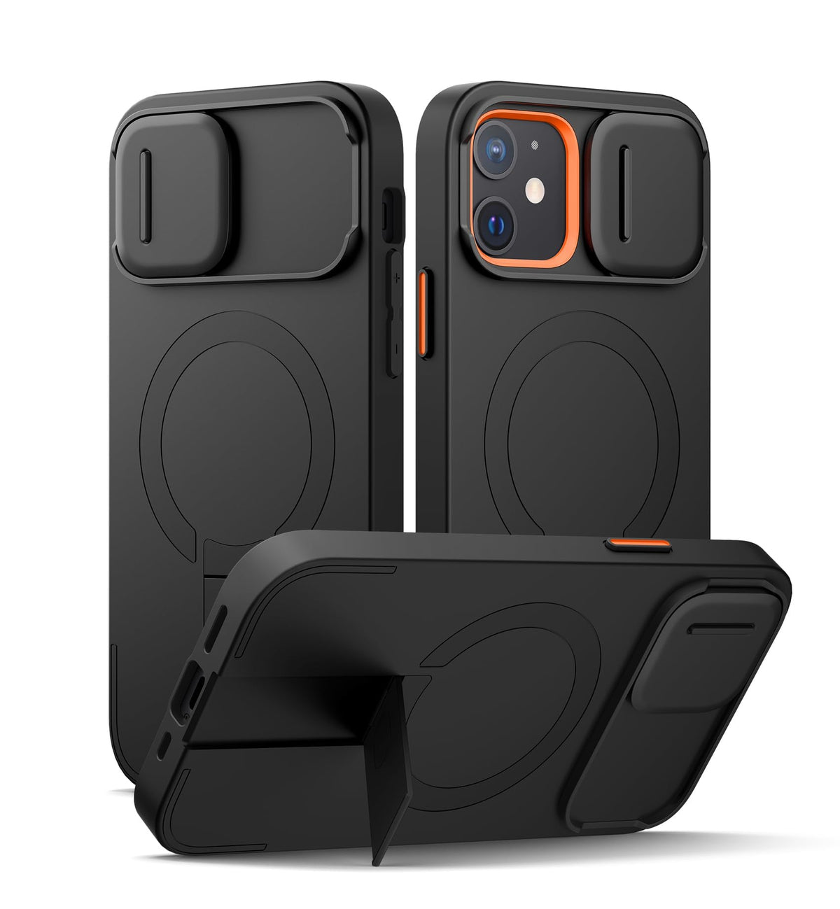 SURITCH for iPhone 17 Pro Max Case with Camera Control Cover, Camera Cover and Adjustable Kickstand, Compatible with MagSafe, Shockproof Bumper Protective Cases 6.9 Inch, Black
