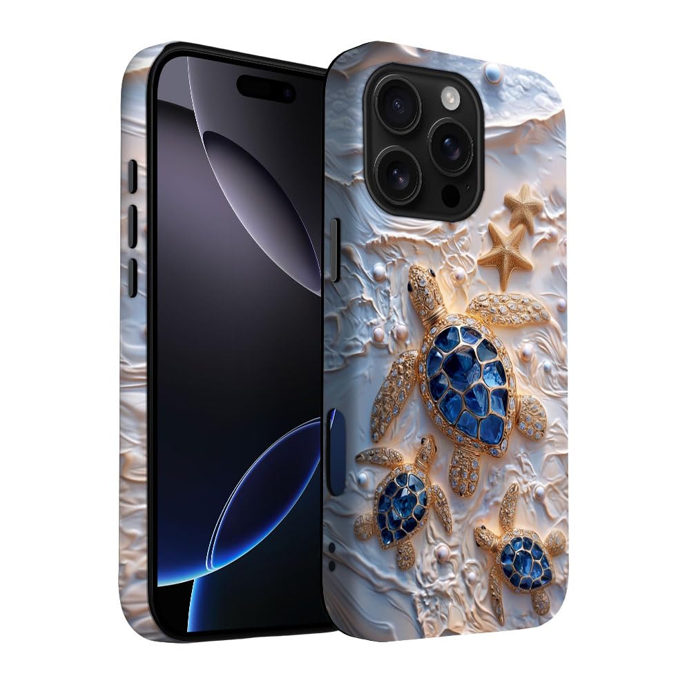 for iPhone 17 Pro Max/iPhone 18 Pro Max Case | Beige Navy Blue Stars | Slim Drop Protection Design