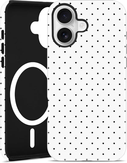 Jusy Magnetic Polka Dot Case for iPhone 16,White
