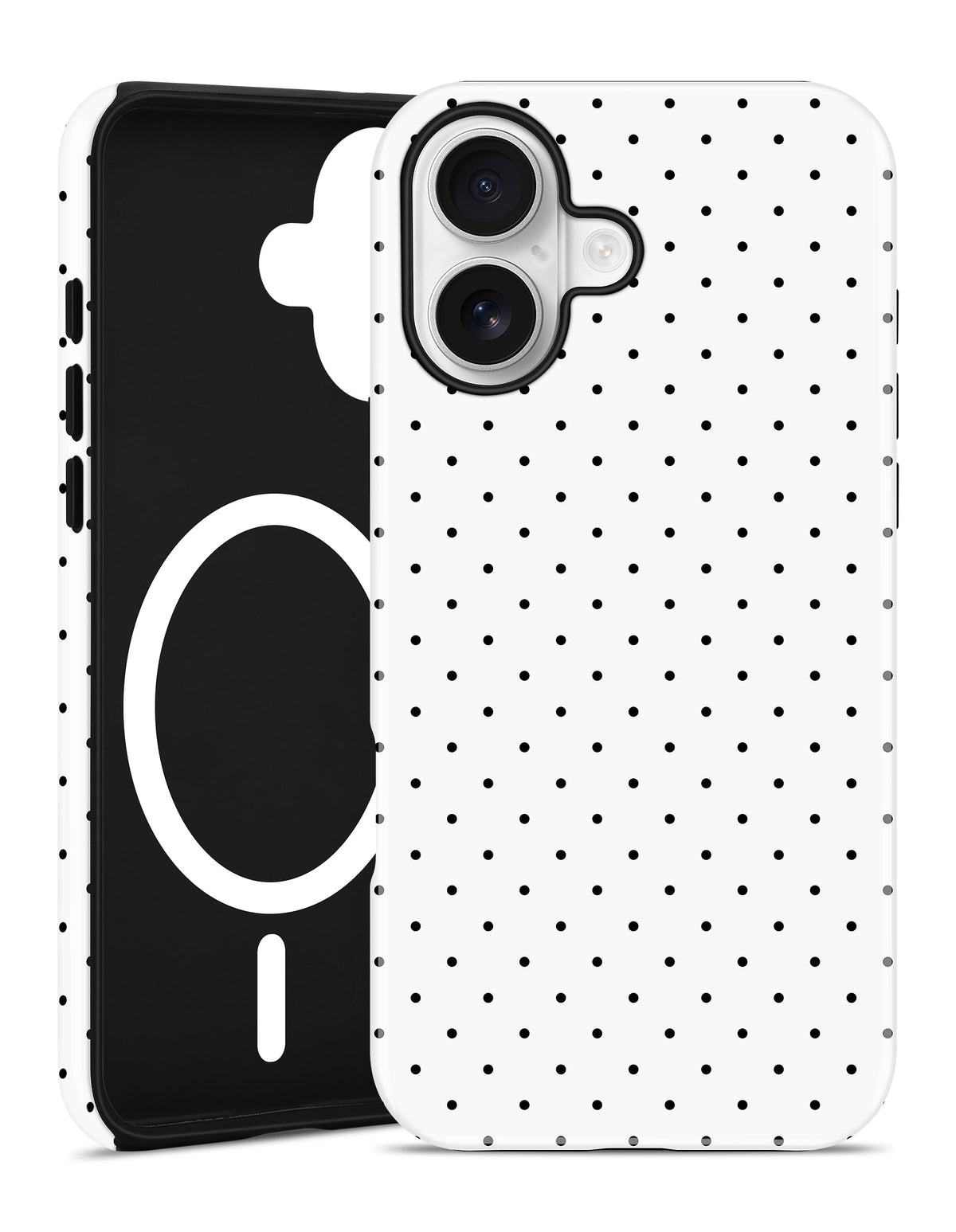 Jusy Magnetic Polka Dot Case for iPhone 16,White