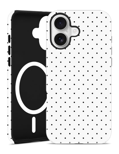 Jusy Magnetic Polka Dot Case for iPhone 16,White