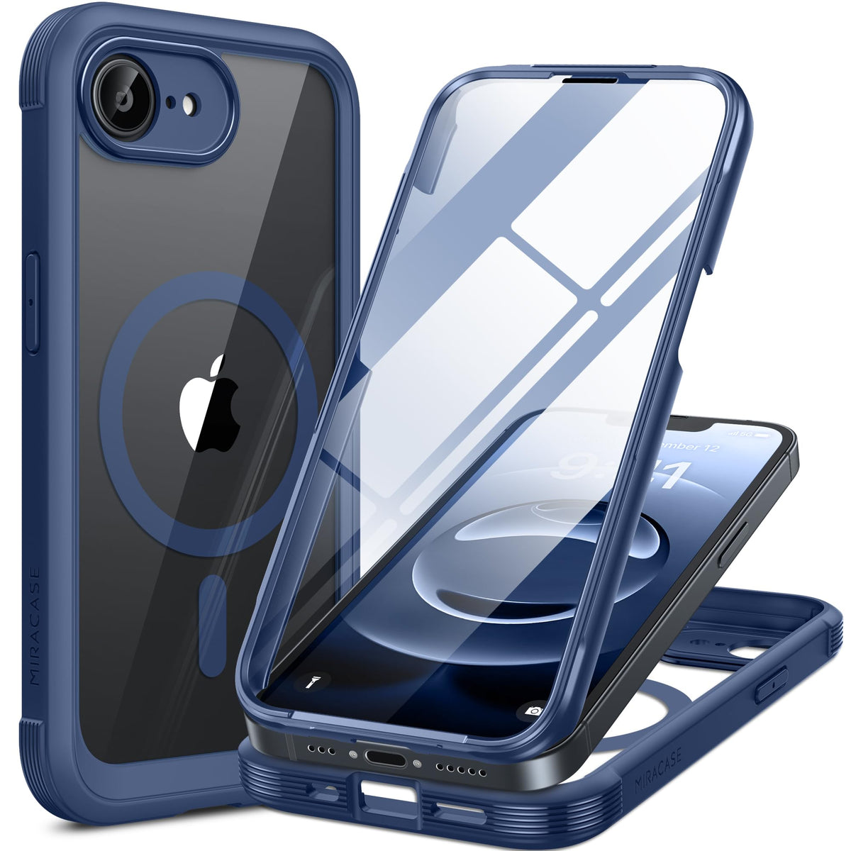 Miracase Magnetic for iPhone 15 Pro Max Case 6.7'' [Compatible with Magsafe] Full-Body Drop Proof Bumper Phone Case for iPhone 15 Pro Max with Built-in 9H Tempered Glass Screen Protector,Black