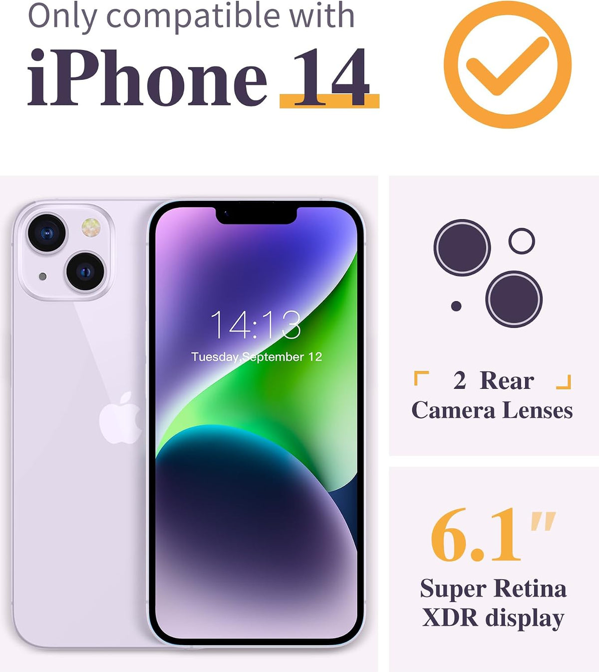 GVIEWIN for iPhone 14 Case Floral, Screen Protector & Camera Lens Protector