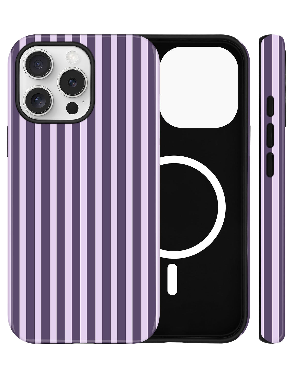Magnetic Striped Phone Case for iPhone 17, Navy Blue