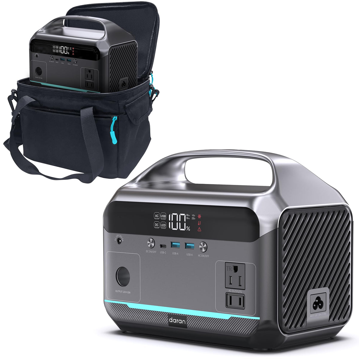 Daran Portable Power Station 89.6Wh LiFePO4 Battery 100W(200W Peak) Solar Power Bank, Portable Charger Small Generator with AC Outlets & PD Fast Charging for Home/Laptop/Camping(Solar Panel Optional)