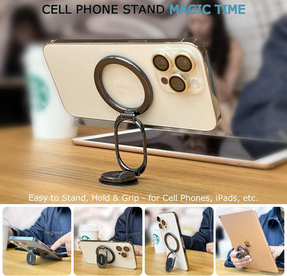 Doflyesky Magnetic Phone Ring Holder with Magsafe, Double Adjustable Gym Finger Ring Grip, Removable Phone Grip, for iPhone, iPad and Smartphones, Compatible with Magnetic Car Mount (Colorful)