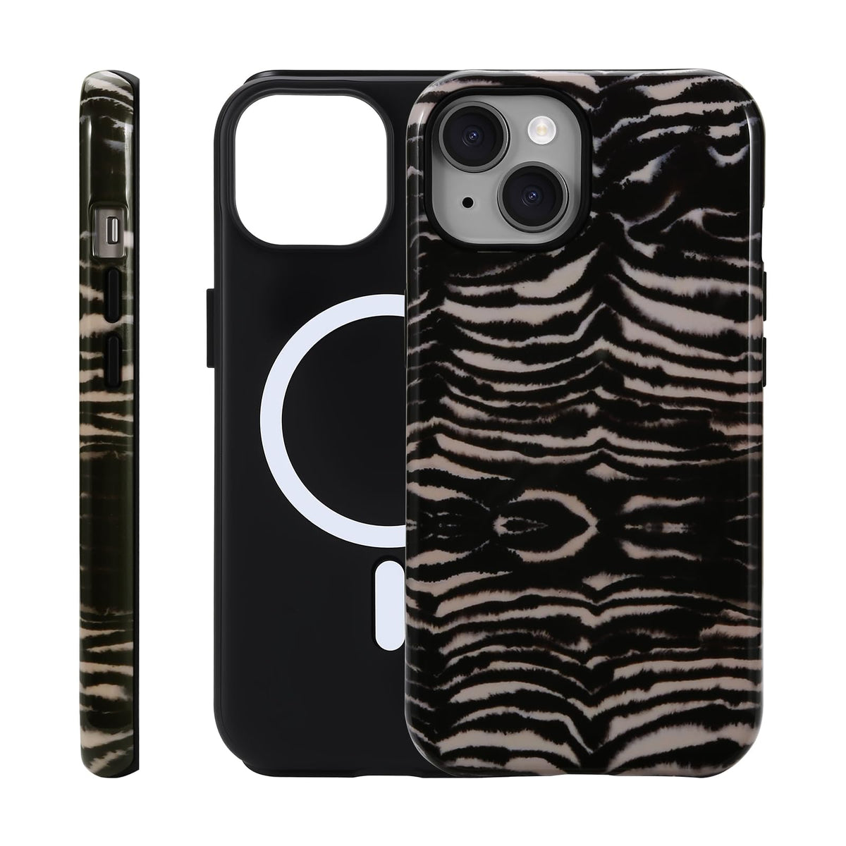 for iPhone 17 ProMax/18 ProMax Case - Wireless Charging for MagSafe, Dual-Layer Design (Outer Hard PC Shell + Inner Soft TPU Shell), Unisex Shockproof Protective Case - Tiger Stripe Pattern.