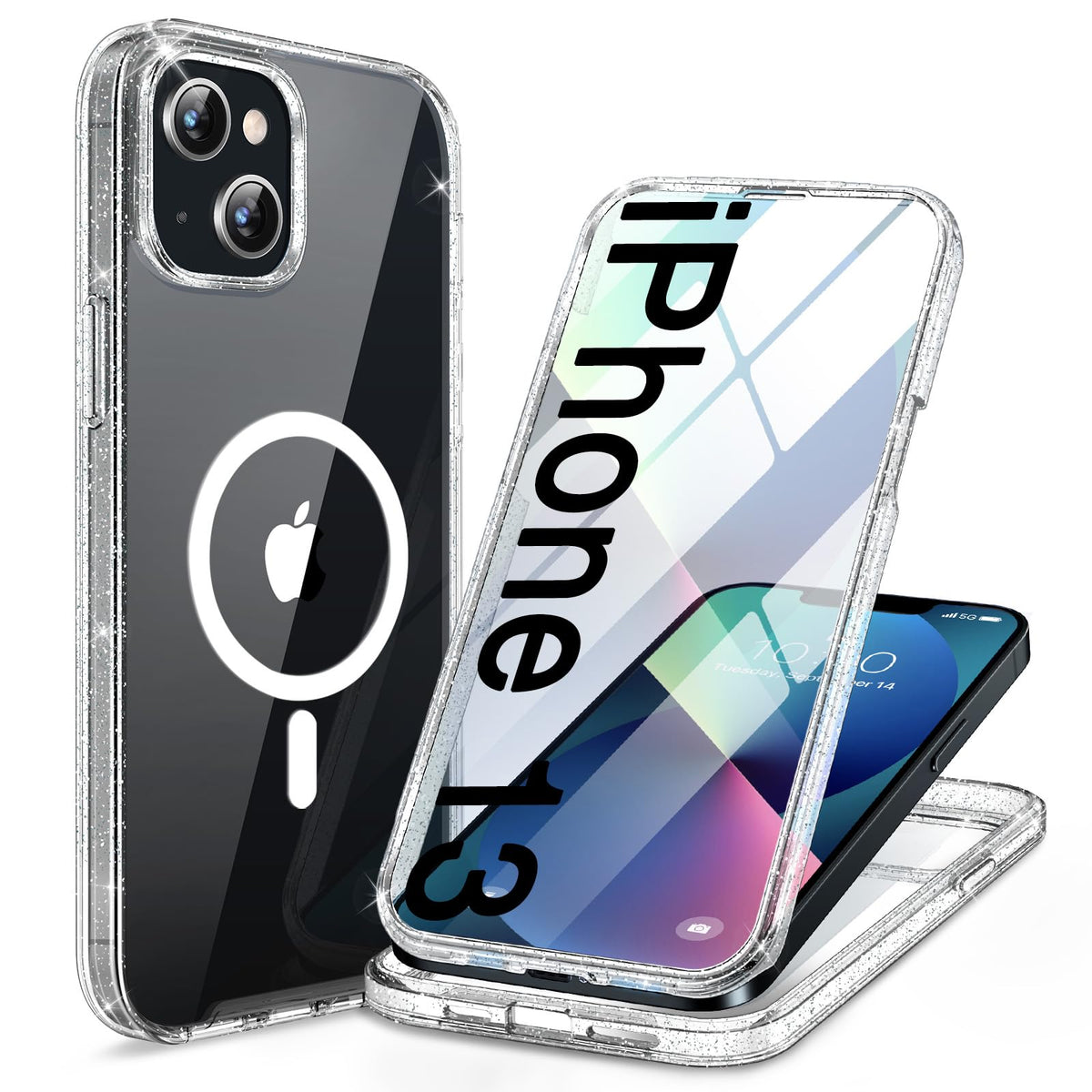 Miracase Magnetic for iPhone 15 Pro Max Case 6.7'' [Compatible with Magsafe] Full-Body Drop Proof Bumper Phone Case for iPhone 15 Pro Max with Built-in 9H Tempered Glass Screen Protector,Black