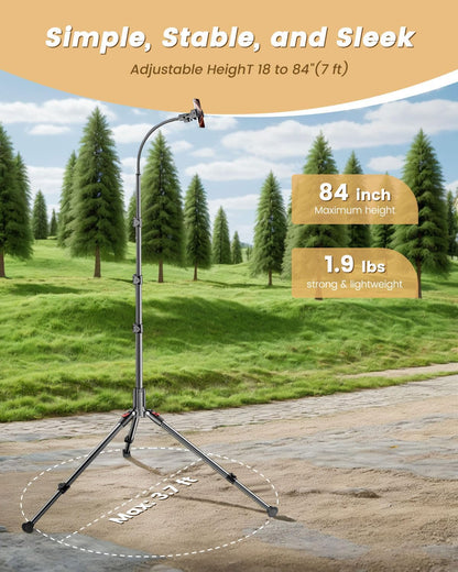 CAMBOFOTO 84" Phone Tripod, Tall Tripod for iPhone with Gooseneck & Remote