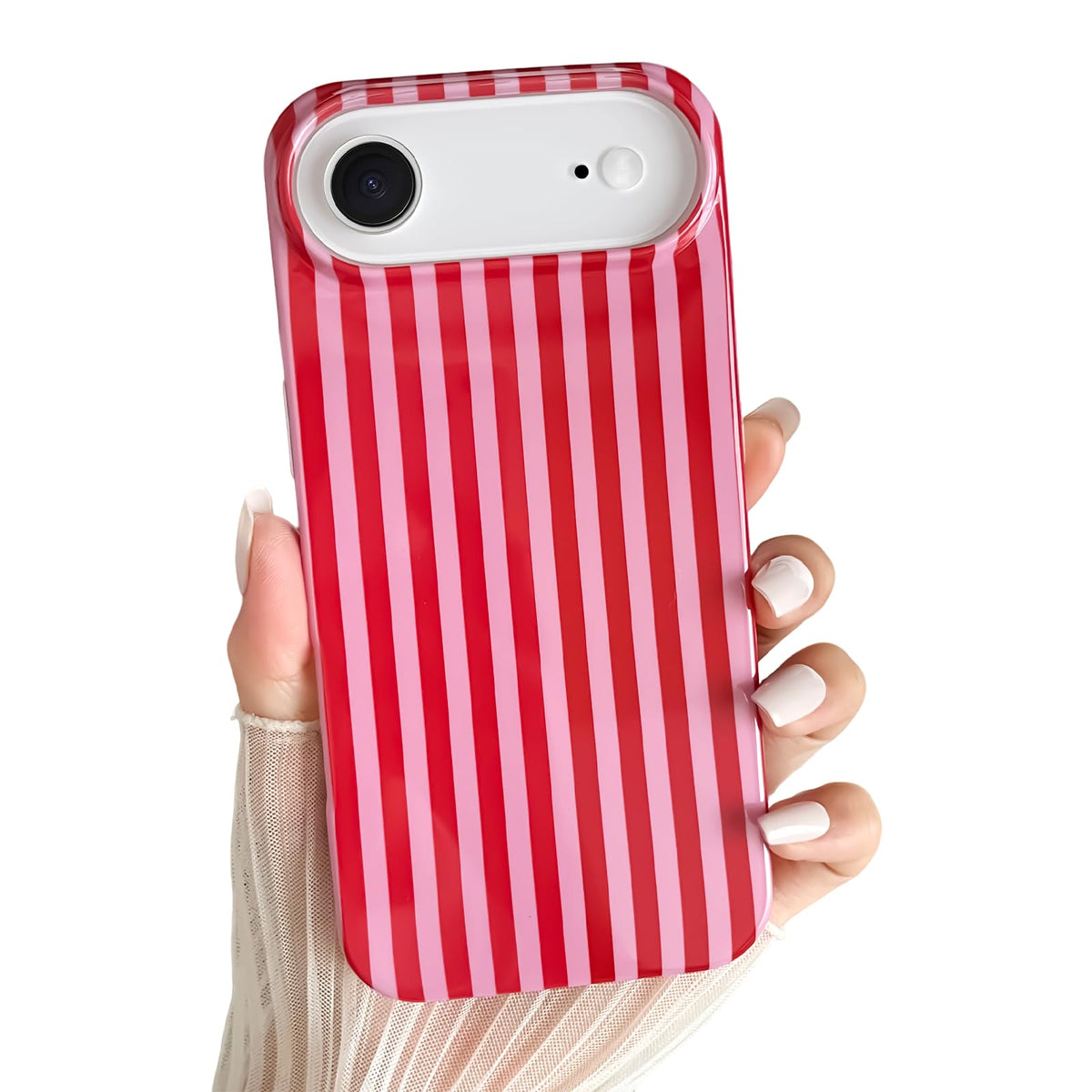 Yeddabox for iPhone 16 Pro Case Cute Striped Phone Case Soft TPU Slim Shockproof Phone Cover for Women Girls, Pink and Yellow