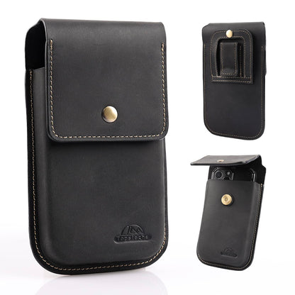 Topstache Leather Phone Holster for iPhone 17/16/15/14/13 Pro Max & Plus - Belt Clip Cell Phone Case for Galaxy S25/S24/S23 Ultra & Plus - Leather Belt Holder Pouch for Men, XL,Darkbrown