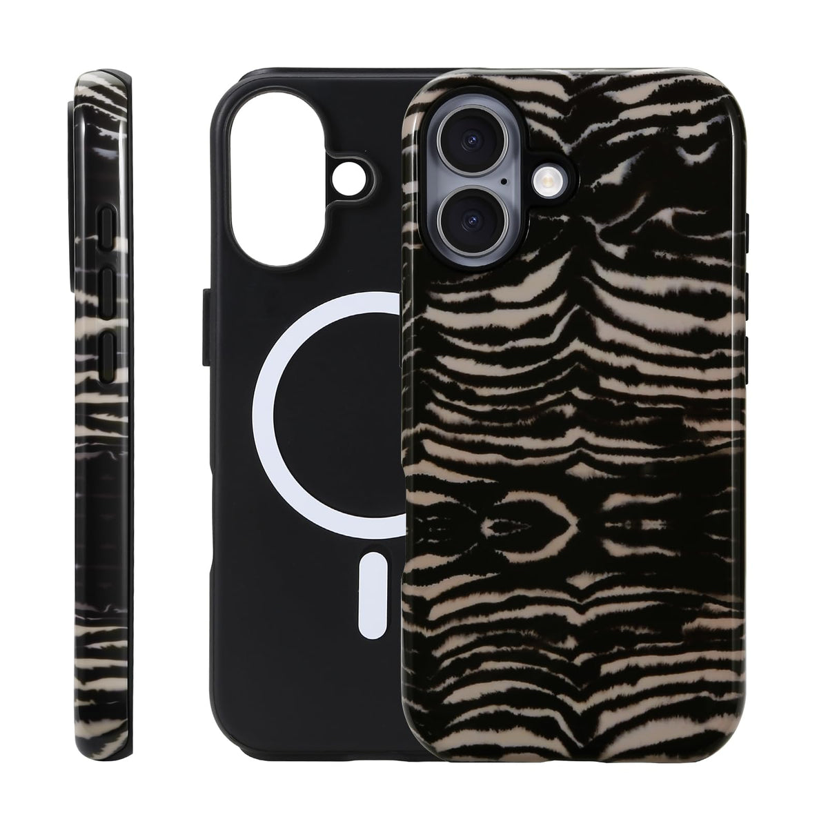 for iPhone 17 ProMax/18 ProMax Case - Wireless Charging for MagSafe, Dual-Layer Design (Outer Hard PC Shell + Inner Soft TPU Shell), Unisex Shockproof Protective Case - Tiger Stripe Pattern.